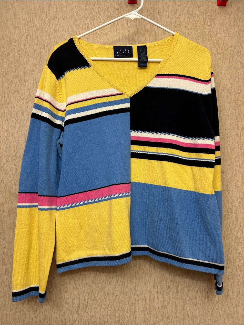 Crazy Horse - 100% Cotton Vintage Striped Sweater - Size XL